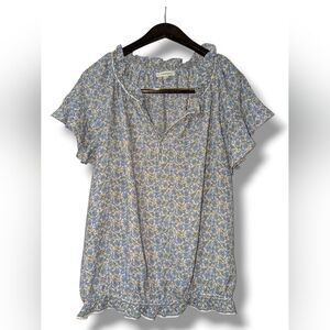 Max Studio Floral Blue Women's Top